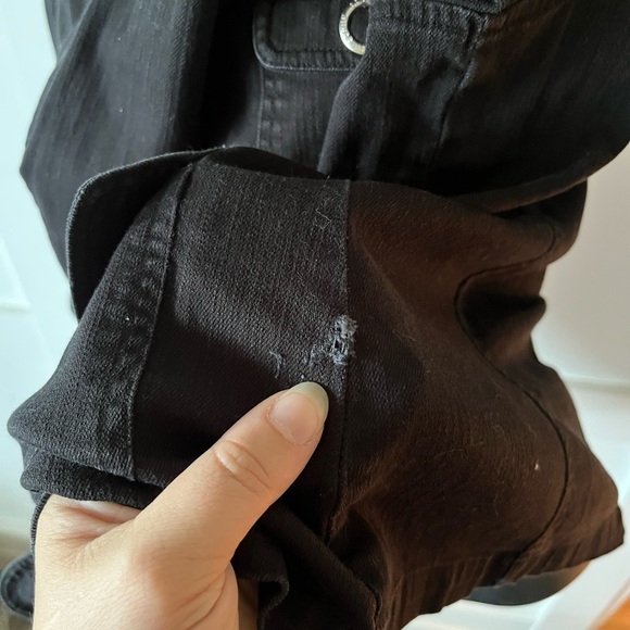 Liz Claiborne Black Utility Jacket big buttons cotton black Jean jacket see belo - Picture 4 of 4